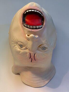 Upside-down Zombie Latex Alien Mask With Distorted Face & Open Mouth Design For